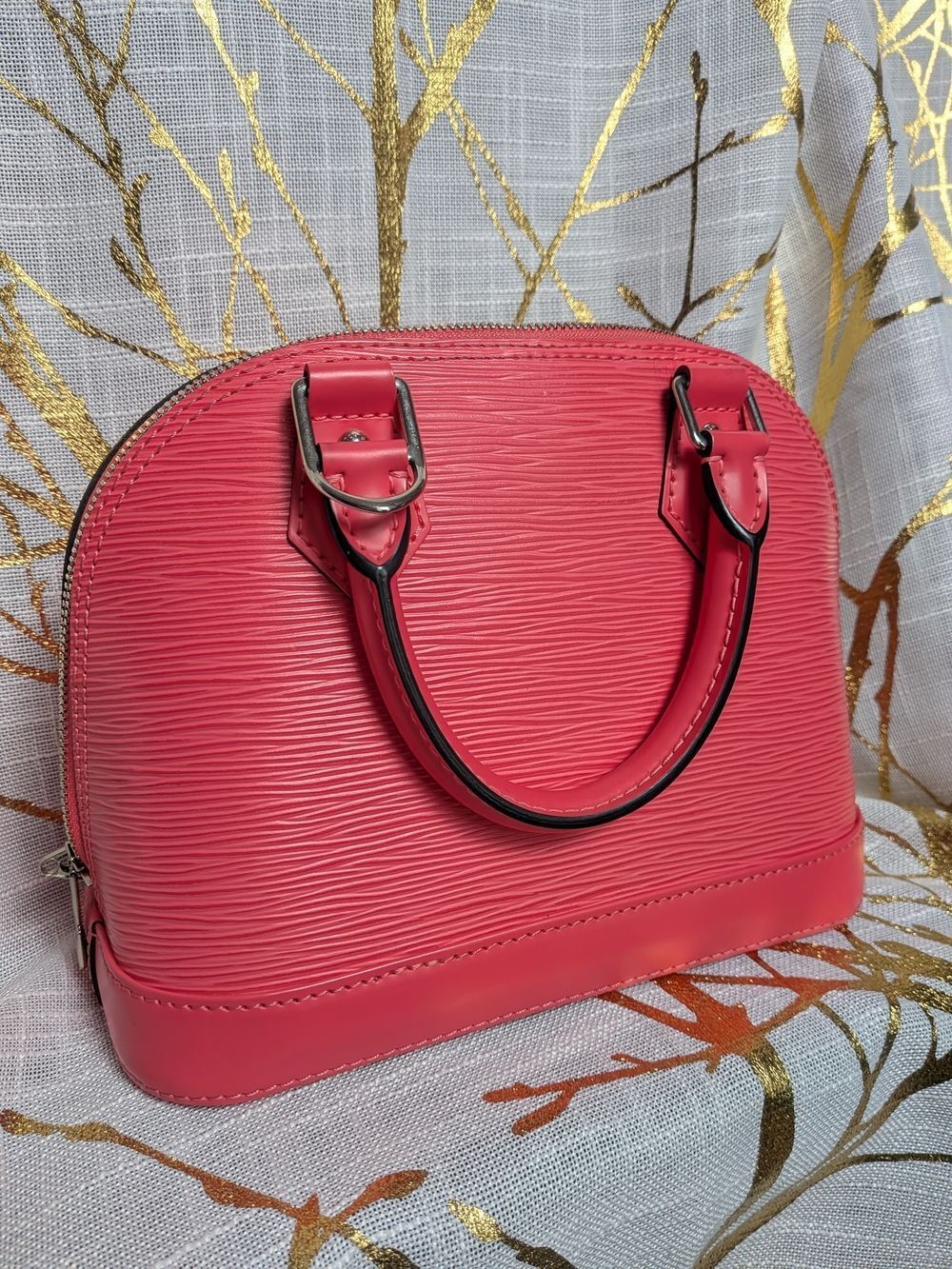 Louis Vuitton Pink Epi Alma BB Satchel with Branded Jacquard Strap - Picture 8 of 11